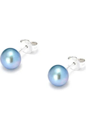 Hatton Labs Freshwater Blue Pearl Stud Earrings In Sterling Silver Woman