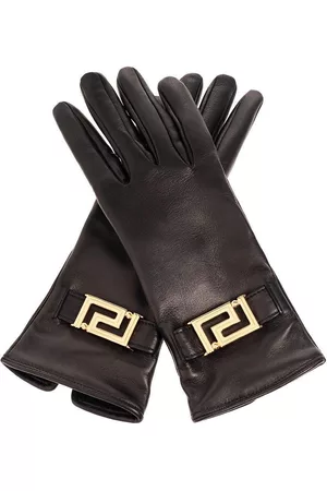 VERSACE Greca-plaque Leather Gloves