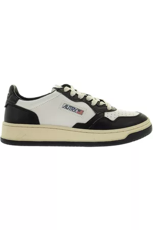 Autry Black And White Two-tone Leather Medalist Low Sneakers