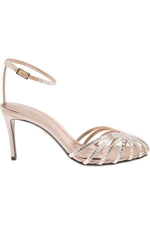 Alevì Penelope Sandals With Rhinestone Embellishment And Stiletto Heel In Leather And Silk Woman
