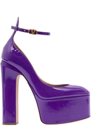 VALENTINO GARAVANI Tan-go Purple Décolleté With Platform And Vlogo Buckle In Patent Leather Woman