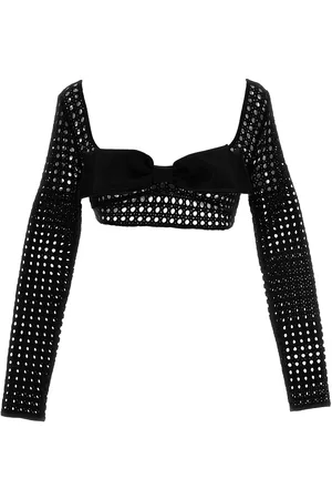 Giambattista Valli Cropped Macramé Bow Top