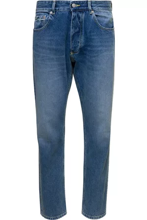 Icon Denim Kanye Blue 5-pocket Jeans With Logo Patch In Cotton Denim Man