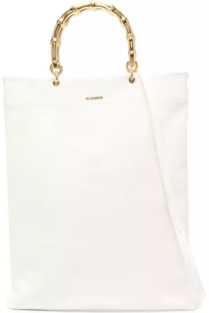 Jil Sander Tote Bag With Bamboo Handles In Leather Woman