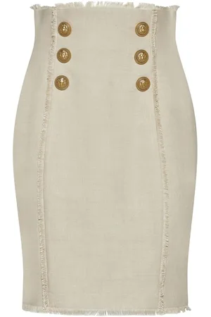 Balmain Linen Midi Skirt
