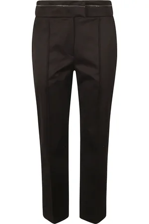 Brunello Cucinelli High Embellished Waist Plain Crop Trousers