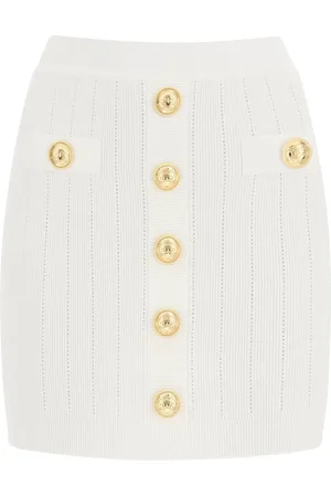 Balmain Knit Mini Skirt With Embossed Buttons