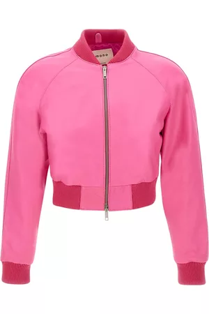 Chamarras de piel de color rosa para mujer 