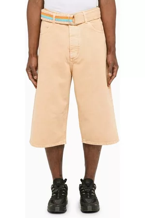 MARCELO BURLON Short Camel Cotton Trousers