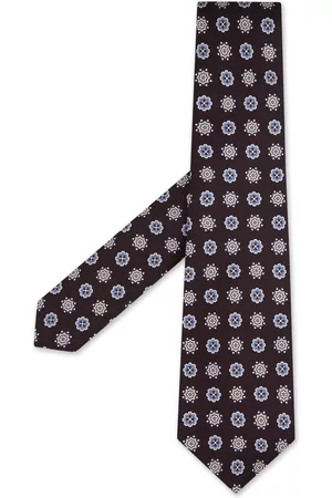 Kiton Hombre Corbatas - Brown Tie With Floral Pattern