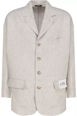 Dolce & Gabbana Single-breasted Jacket In Linen And Viscose