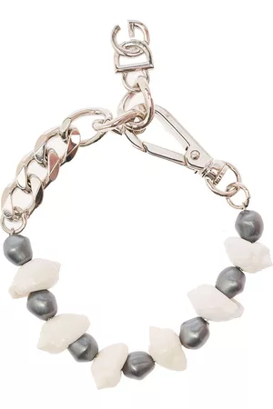 Dolce & Gabbana Silver-colored Bracelet With Shell And Logo Charm In Brass Woman