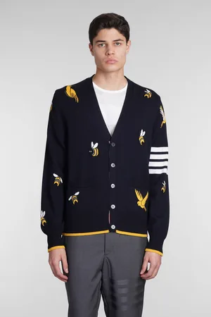 Thom Browne Birds Beers Half Drop Wool And Cotton Cardigan