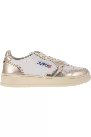 Autry Platinum And White Two-tone Leather Medalist Low Sneakers
