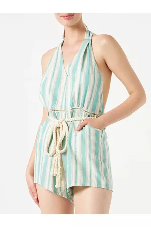 MC2 SAINT BARTH Cotton Striped Short Jumpsuit