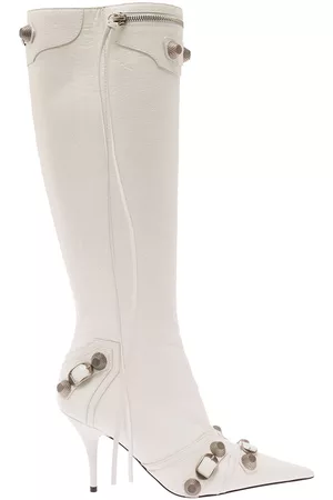 Balenciaga Pointed High-boots With Studs And Buckles In Leather