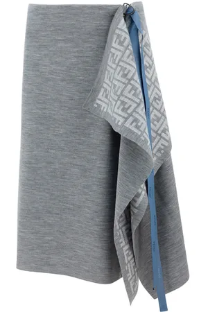 Fendi Asymmetrical Hem Midi Skirt