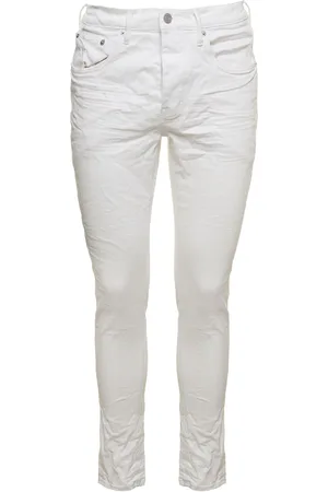 Purple Brand Skinny Jeans With Tonal Logo Patch And Crinkled Effect In Stretch Cotton Denim Man