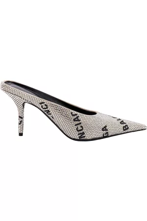 Balenciaga Embellished Suede Square Knife Mules