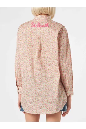 MC2 SAINT BARTH Woman Brigitte Cotton Shirt With Flower Print Made With Liberty Fabric
