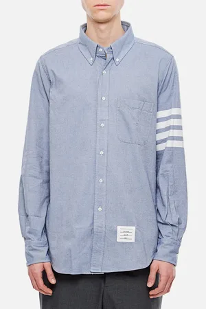 Thom Browne Straight Fit Shirt W/ Tonal 4 Bar In Flannel