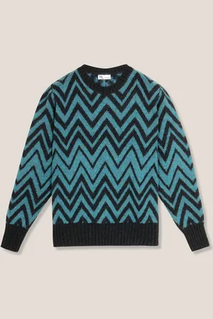 DoppiaA Aambrosia Shetland Wool Zig-zag Sweater