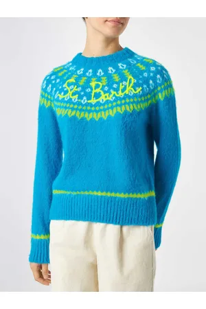 MC2 SAINT BARTH Woman Light Blue Crewneck Nordic Jacquard Sweater