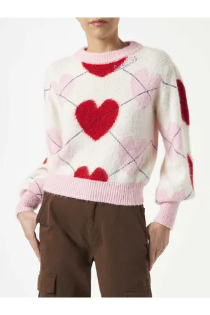 MC2 SAINT BARTH Woman Brushed Striped Sweater With Heart Pattern