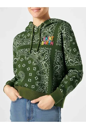 MC2 SAINT BARTH Woman Hooded Fleece Sweatshirt With Bandanna Print