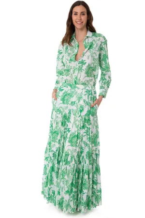 MC2 SAINT BARTH Woman Cotton Long Skirt With Jungle Print