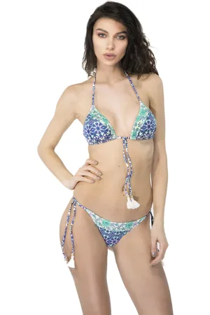 MC2 SAINT BARTH Gipsy Print Triangle Top With Tassels