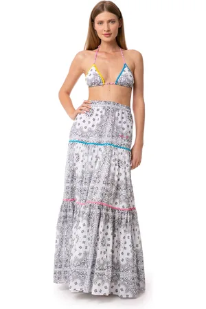 MC2 SAINT BARTH Woman Cotton Long Skirt With Bandanna Print