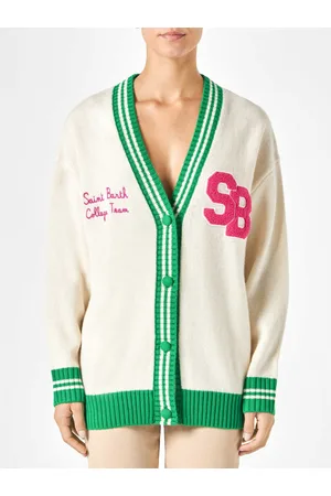 MC2 SAINT BARTH Woman White Cardigan With Embroidery