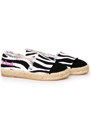 MC2 SAINT BARTH Zebra Print Canvas Espadrillas With Embroidery