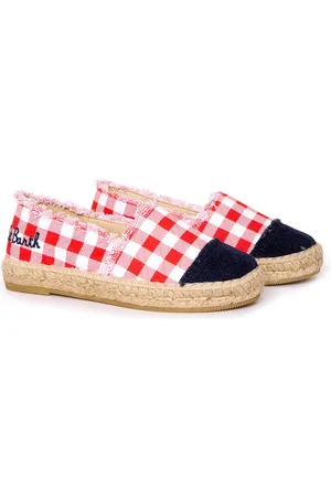 MC2 SAINT BARTH Gingham Canvas Espadrillas With Embroidery