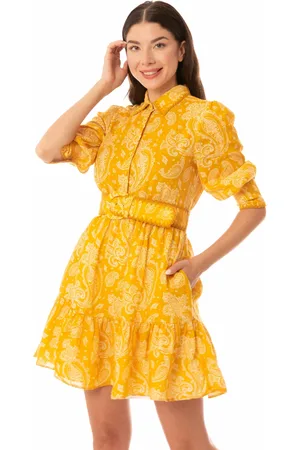 MC2 SAINT BARTH Paisley Print Linen Short Dress Daisi
