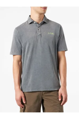 MC2 SAINT BARTH Man Grey Polo Shirt With Embroidery