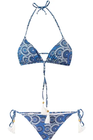 MC2 SAINT BARTH Flower Denim Print Triangle Bikini