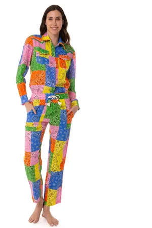MC2 SAINT BARTH Woman Linen Pants With Bandanna Print