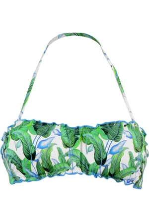 MC2 SAINT BARTH Woman Bandeau Top Swimsuit With Tropical Print