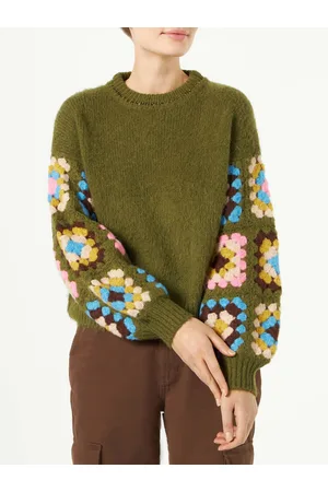 MC2 SAINT BARTH Woman Ultra Soft Crewneck With Handmade Crochet Sleeves