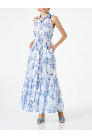 MC2 SAINT BARTH Woman Halterneck Dress With Toile De Jouy Print