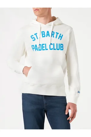 MC2 SAINT BARTH Man Cotton Hooded Sweatshirt With Bluette St. Barth Padel Club Print