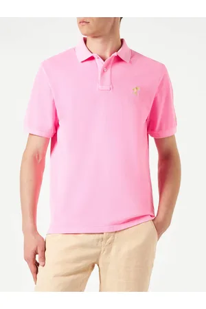 MC2 SAINT BARTH Pink Piquet Polo With St. Barth Logo And Vintage Effect