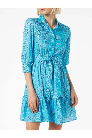 MC2 SAINT BARTH Bandanna Print Cotton Short Dress Daisi With Embroideries