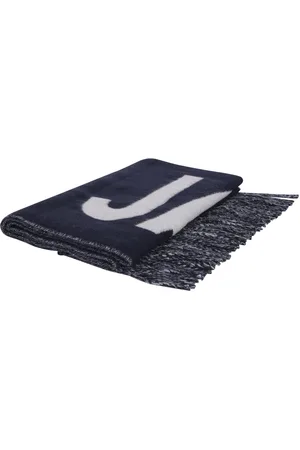 Jacquemus L Harpe Blue Oversize Scarf With Jacquard Motif In Wool Man