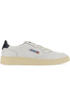 Autry Medalist Low Sneakers In White And Navy Blue Leather