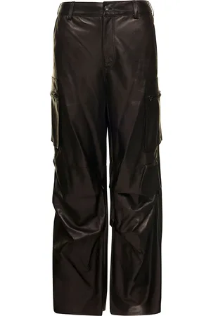 SALVATORE SANTORO Brown Cargo Pants In Nappa Leather Woman