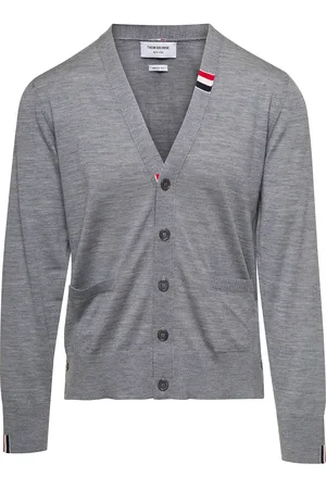 JERSEY STITCH RELAXED FIT V NECK CARDIGAN IN FINE MERINO WOOL W