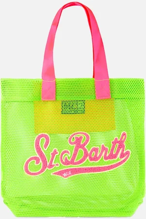 MC2 SAINT BARTH Mesh Green Shopper Bag With Front Terry Patch